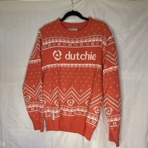 Dutchie Men's Crew Neck Sweater‎ Faire Isle Design Salmon Size Medium RARE Soft